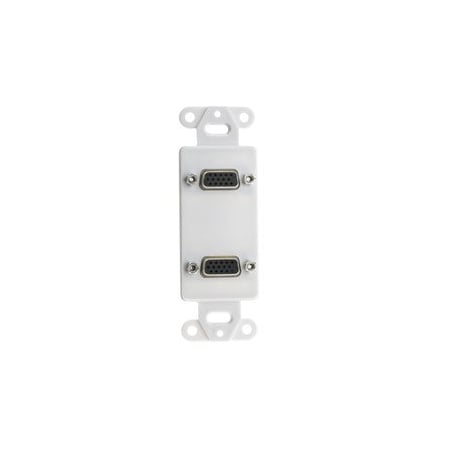 Swe-Tech 3C Decora Wall Plate Insert, White, Dual VGA Couplers, HD15 Female FWT301-2004